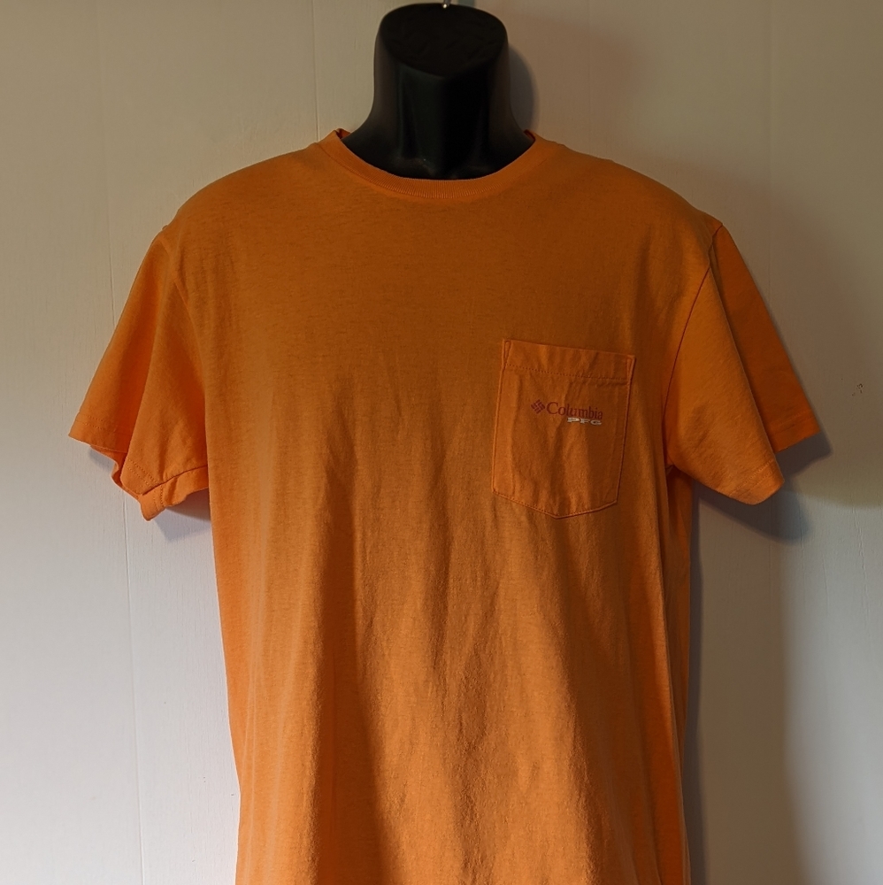 Men's Columbia PFG Fishing Pocket T-shirt Size Medium Orange